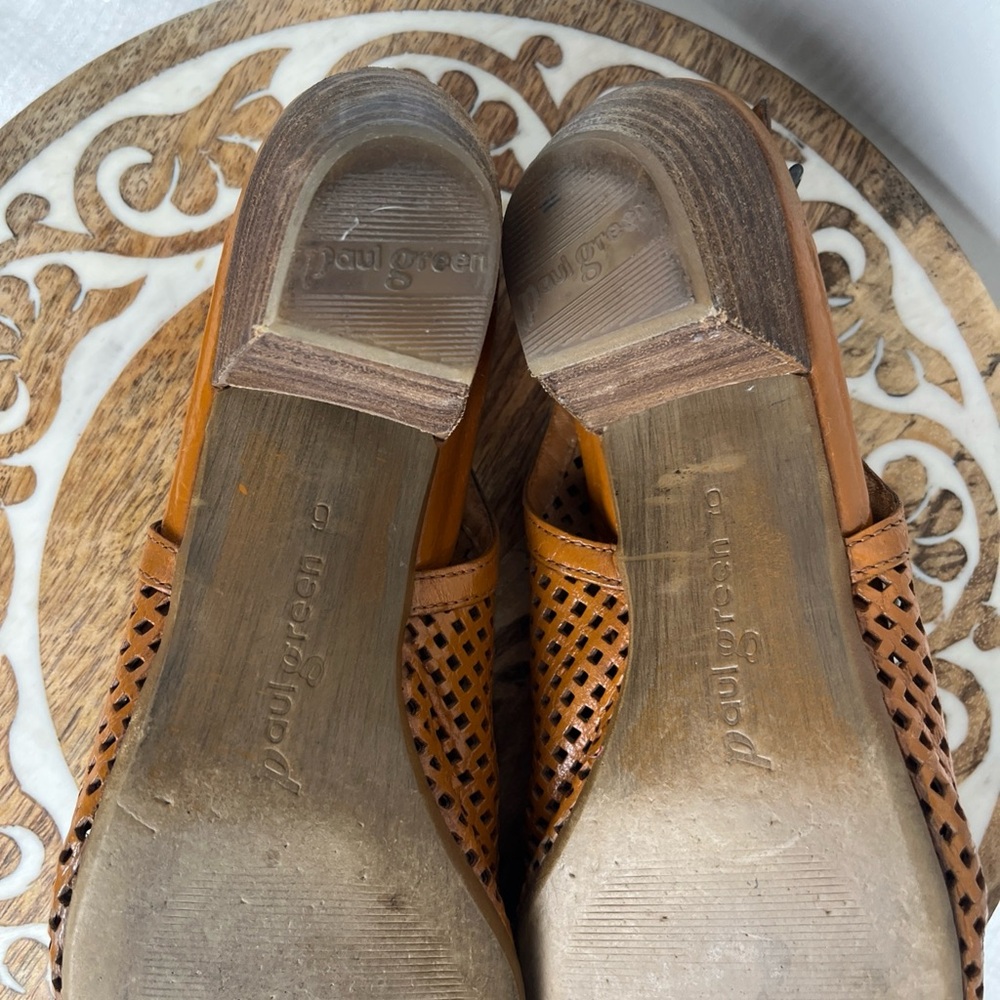 Paul Green Lois Slingback Perforated Leather Sandal Cognac Open Toe 6 UK 8.5 US - Picture 15 of 15